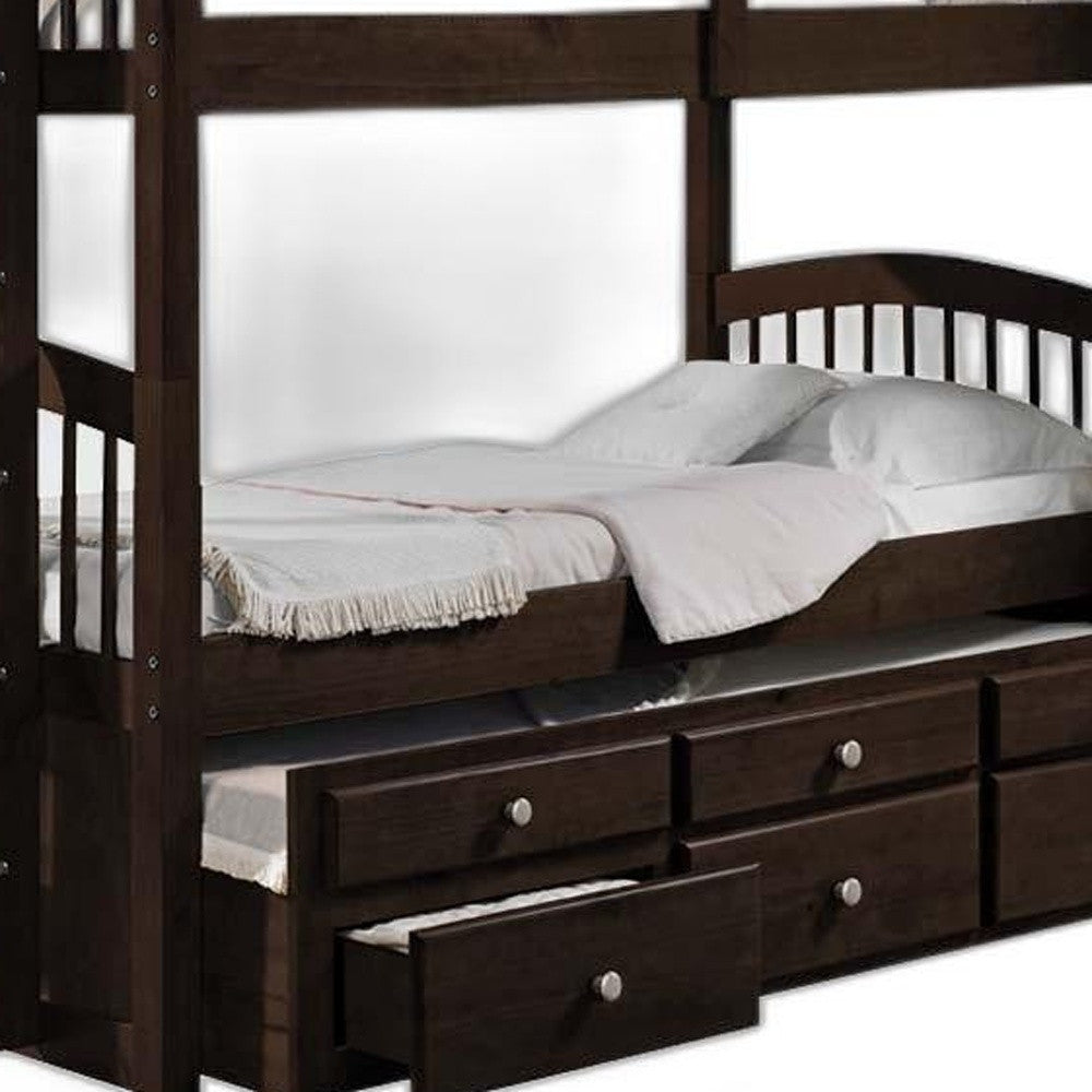 80inches X 41inches X 71inches Espresso Twin Over Twin Bunk Bed And